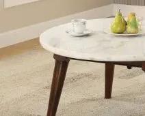 Gasha - Coffee Table - White Marble / Walnut by Unique Piece Furniture