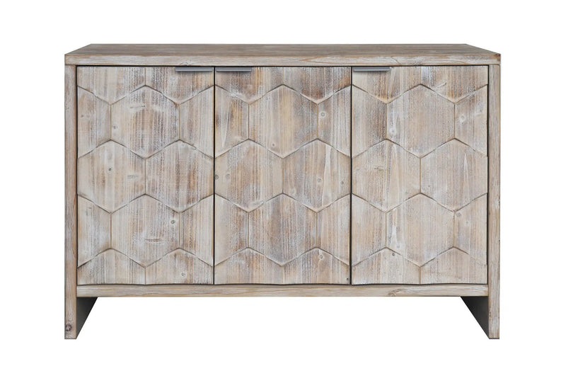 Accent Cabinet Farmhouse Style 3 Door Wooden Cabinet Sideboard Buffet Server Cabinet Storage Cabinet, For Living Room - Natural Wood Wash by Unique Piece Furniture