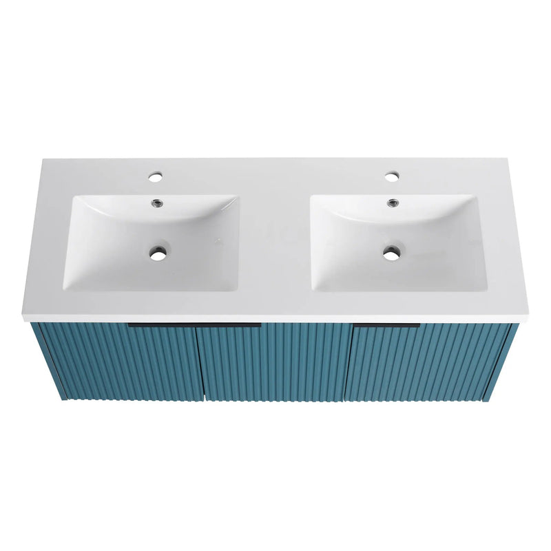 Contemporary Wall Mounted Bathroom Vanity With Resin Double Sink by HouseOfZazla