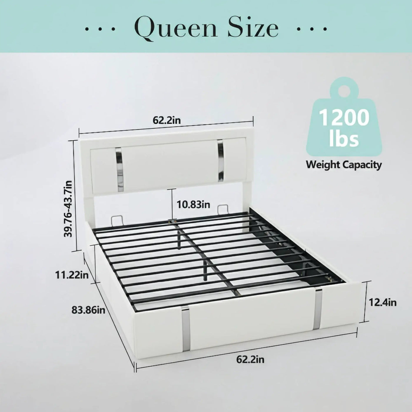Upholstered Platform Bed Frame With Adjustable LED Headboard, USB C-Charging, Hydraulic Lift by HouseOfZazla