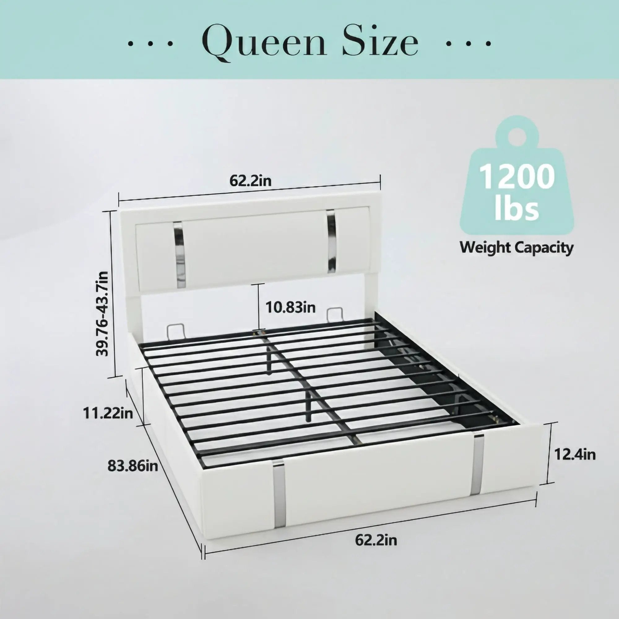 Upholstered Platform Bed Frame With Adjustable LED Headboard, USB C-Charging, Hydraulic Lift by Unique Piece Furniture