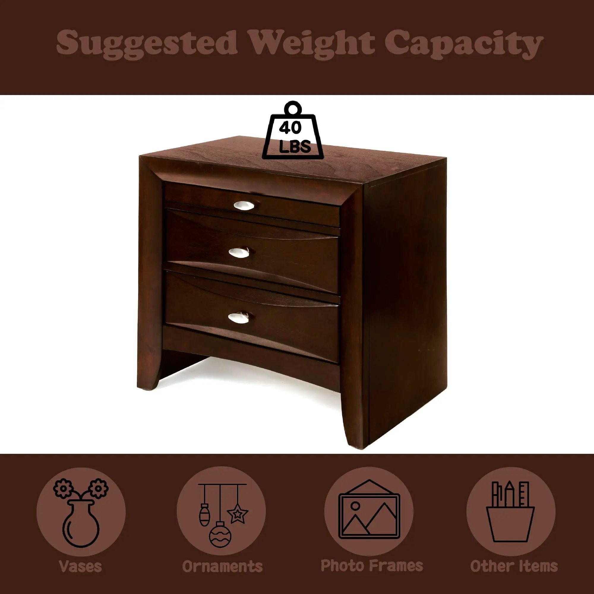 Ireland - Elegant Design Nightstand by Unique Piece Furniture