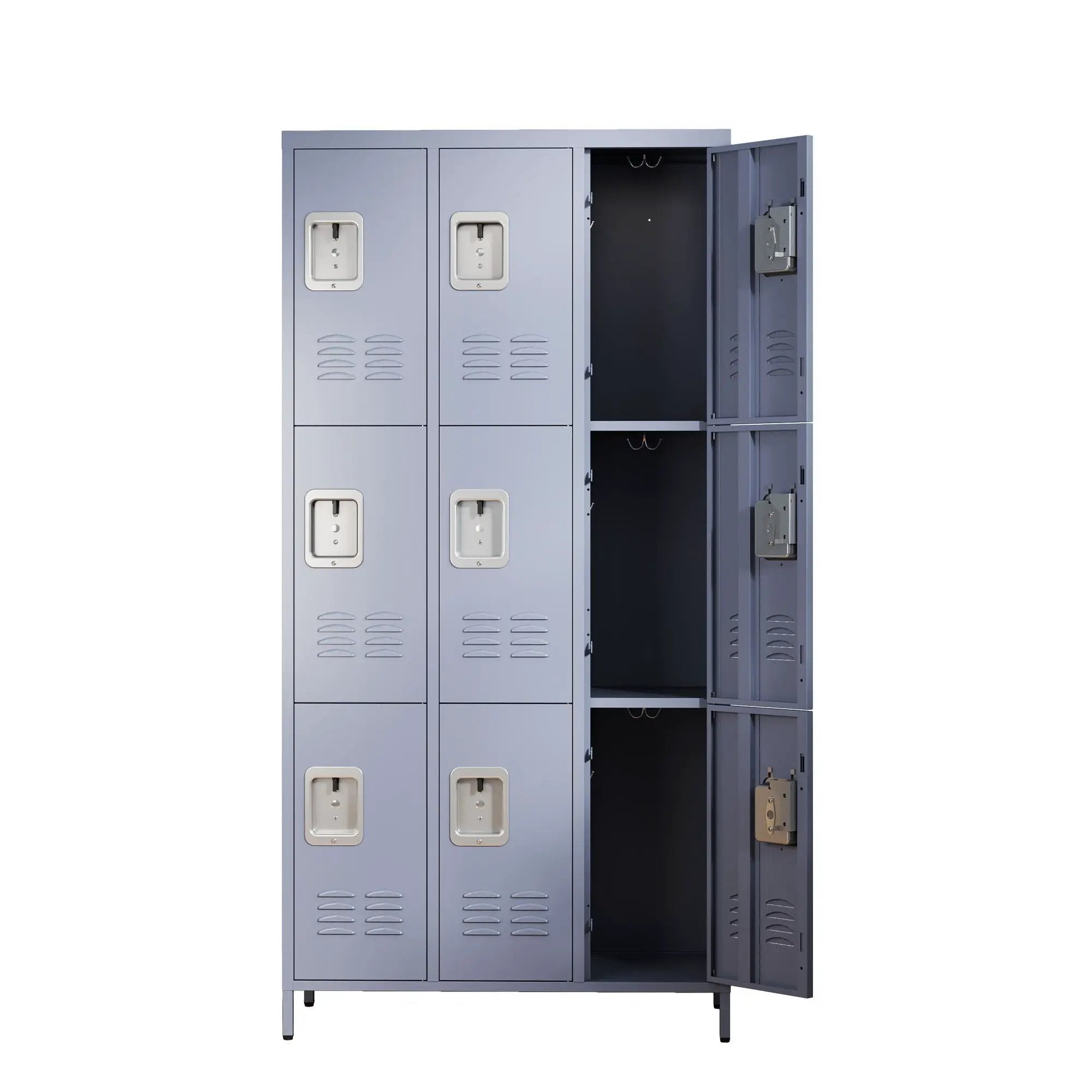 9 Door Lockers With Lock For Storage In Office, School, Gym, And Bedroom - Gray by HouseOfZazla