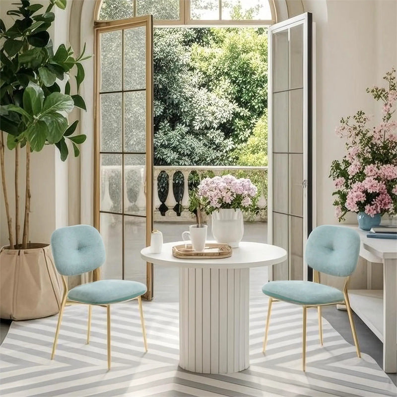 Modern Dining Chairs (Set of 2) Upholstered Accent Chairs With Metal Legs Space Saving Contemporary Seating - Green by Unique Piece Furniture