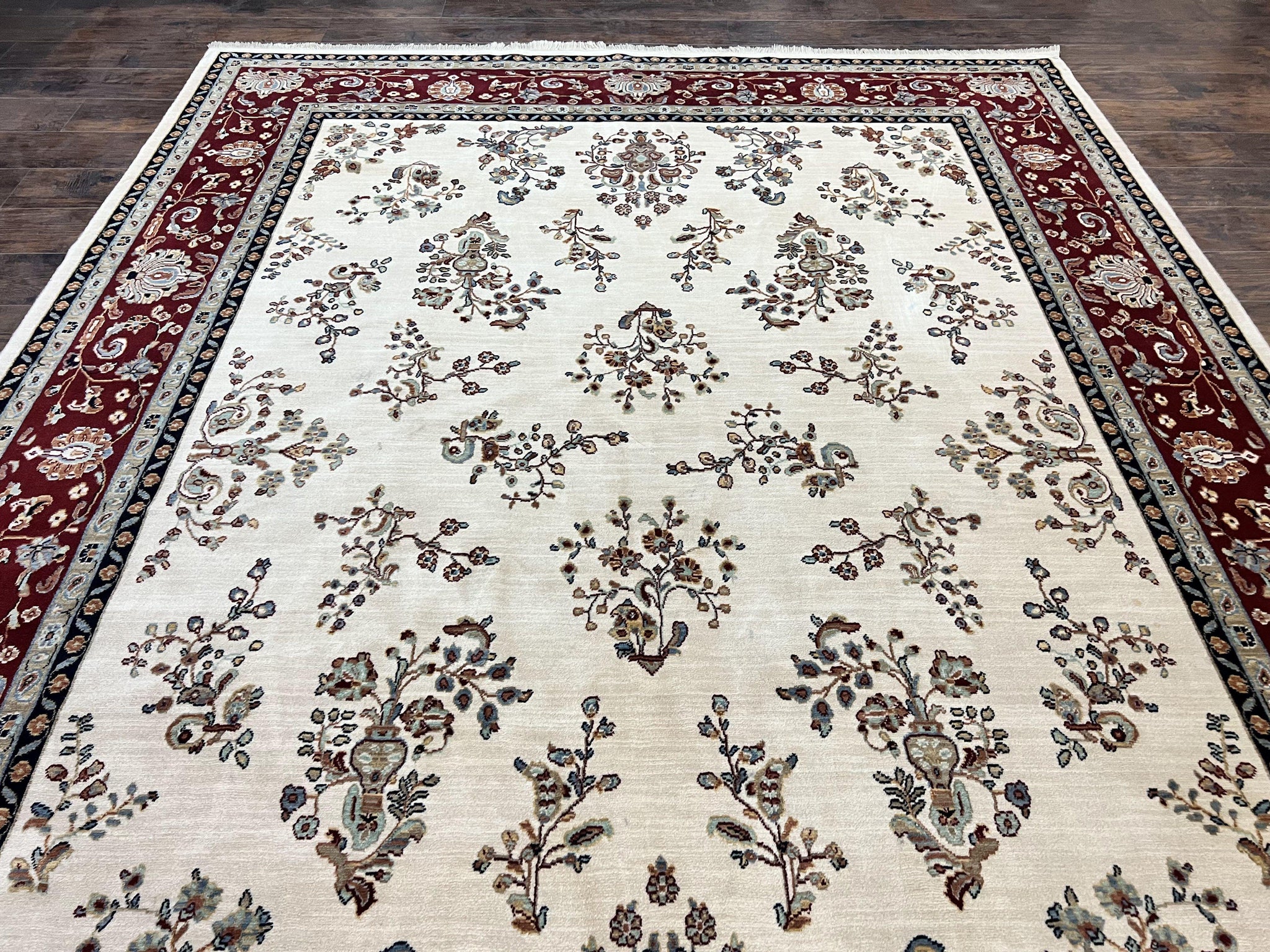 Karastan Rug 8.6 x 11.6, English Manor #2103, Ivory Floral Sarouk, Wool Karastan Carpet, Large Karastan Area Rug, Traditional Karastan Rug by Jewel Rugs