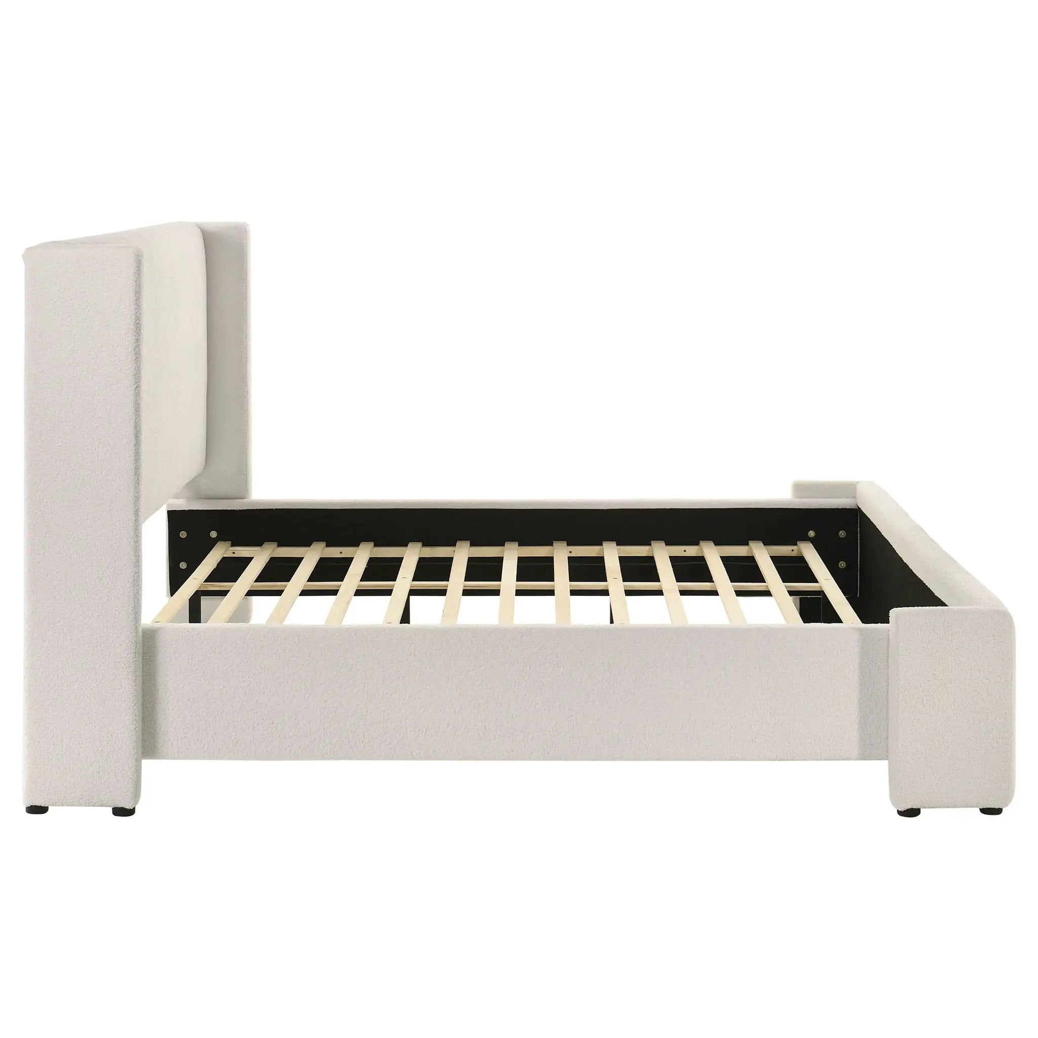 Alamosa Boucle Upholstered Eastern King Platform Bed White by Unique Piece Furniture