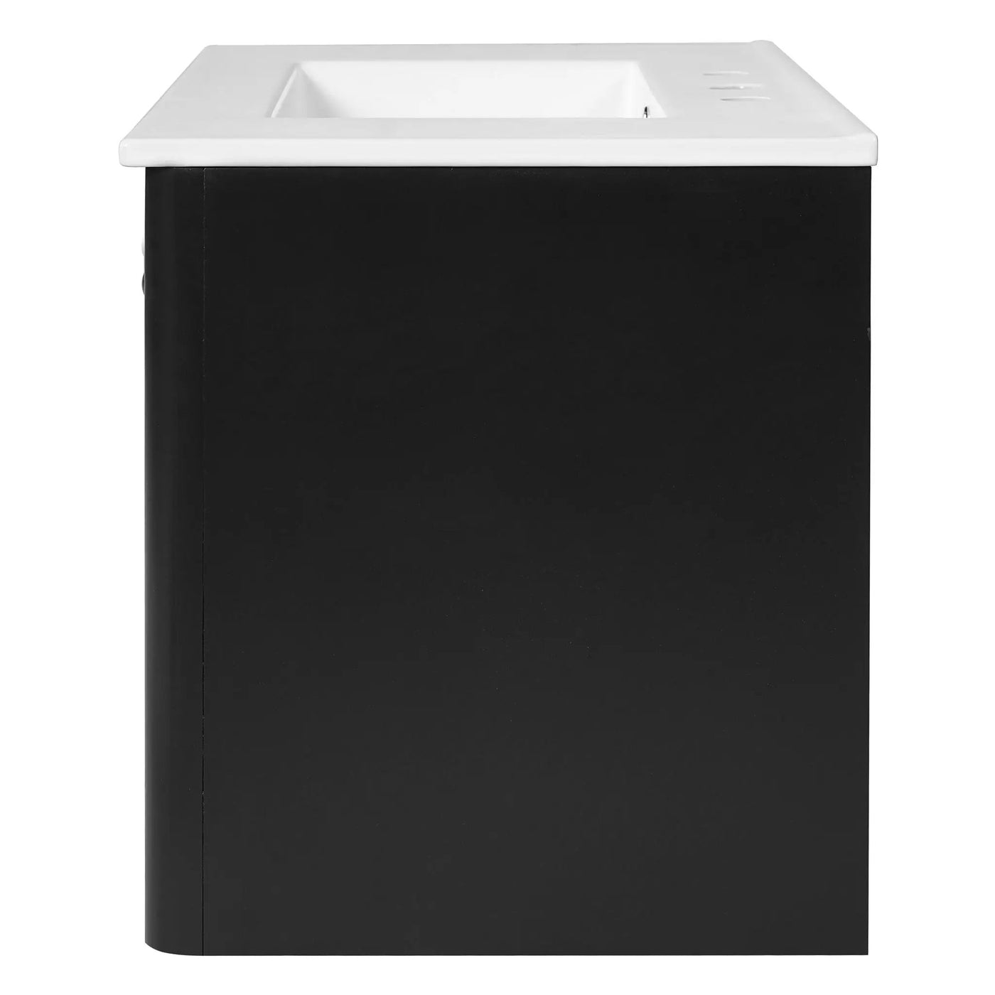 Floating Bathroom Vanity With Oval Knobs & Round Edge, Soft Close Drawer Slides by HouseOfZazla