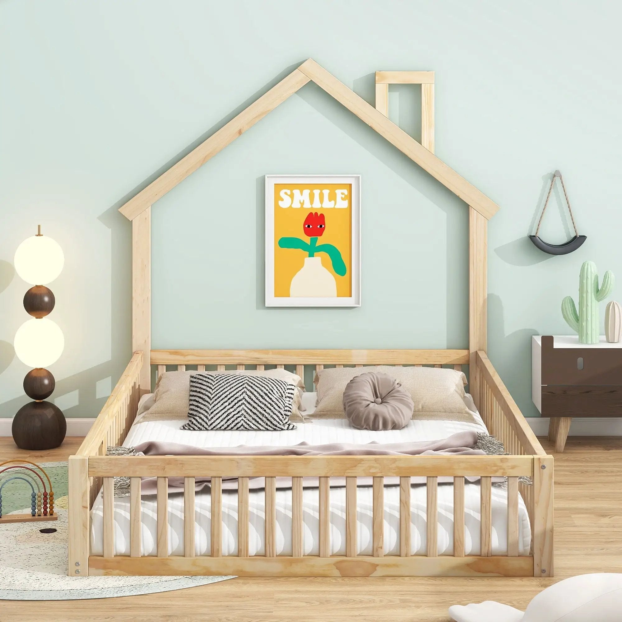 House Platform Bed With Guardrail by Unique Piece Furniture