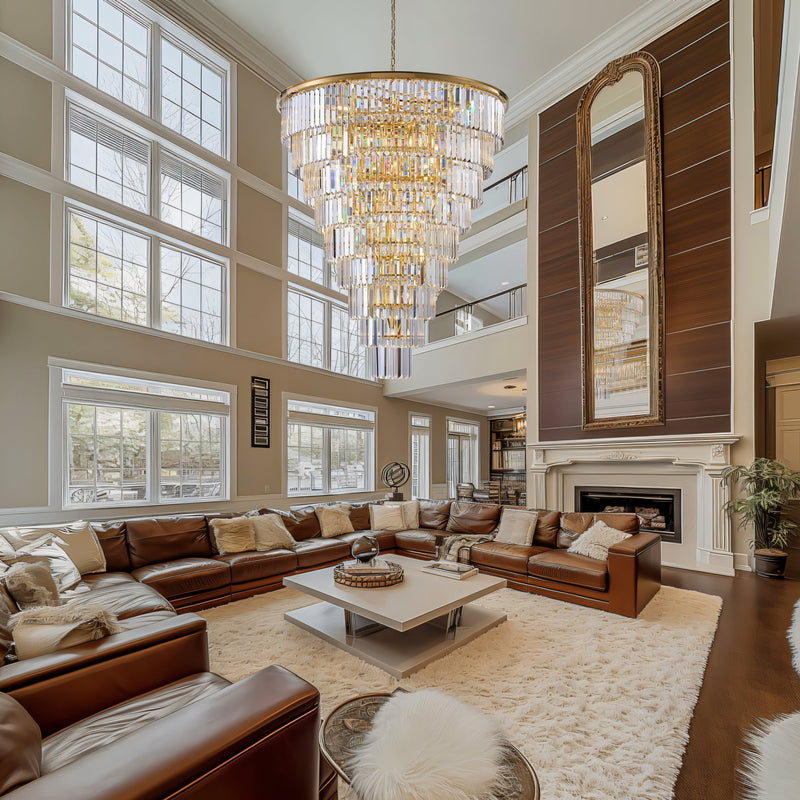 48-Inch Gold Tiered Crystal Tube Chandelier by HouseOfZazla