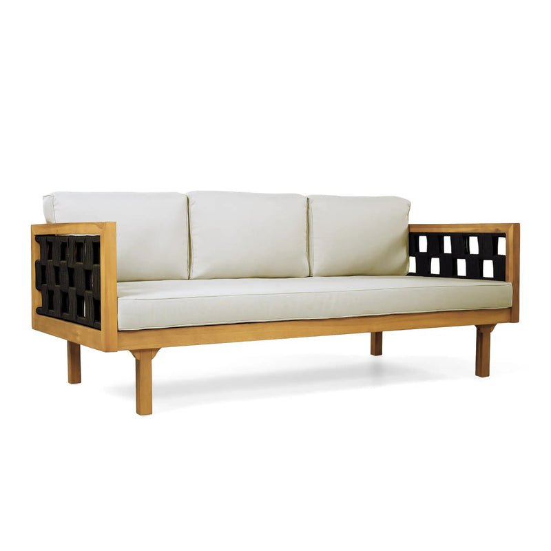 Three-Seater Outdoor Daybed - Acacia Wood Teak Finish Frame by HouseOfZazla