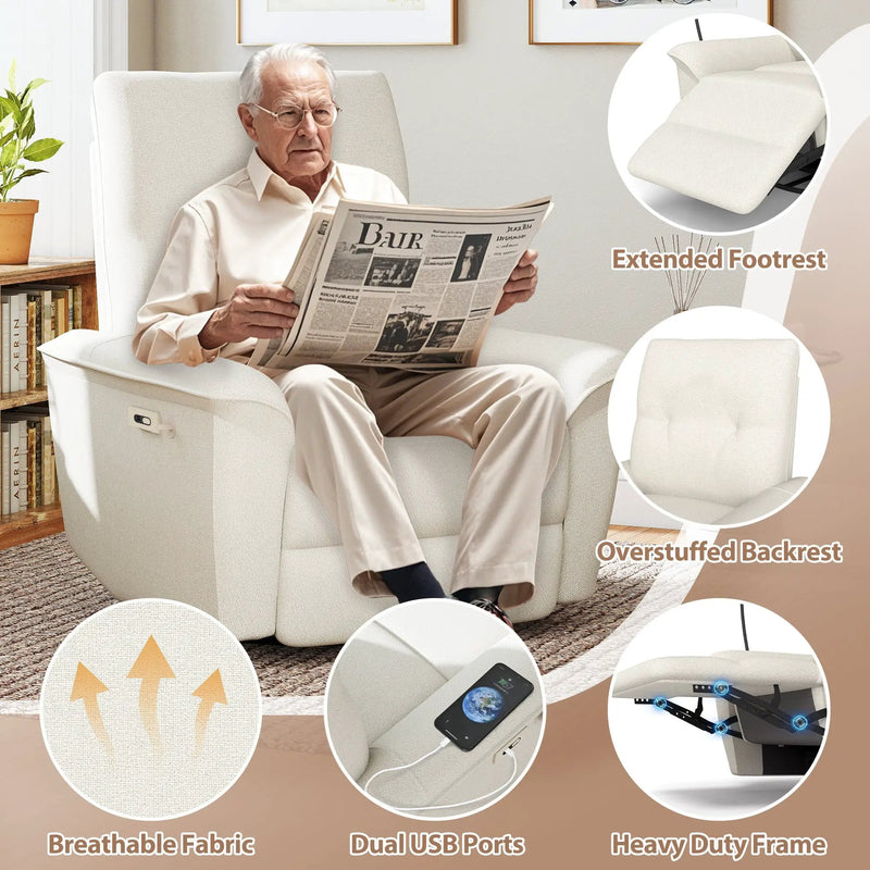 270° Power Swivel Rocker Recliner Chair with Phone Holder by HouseOfZazla