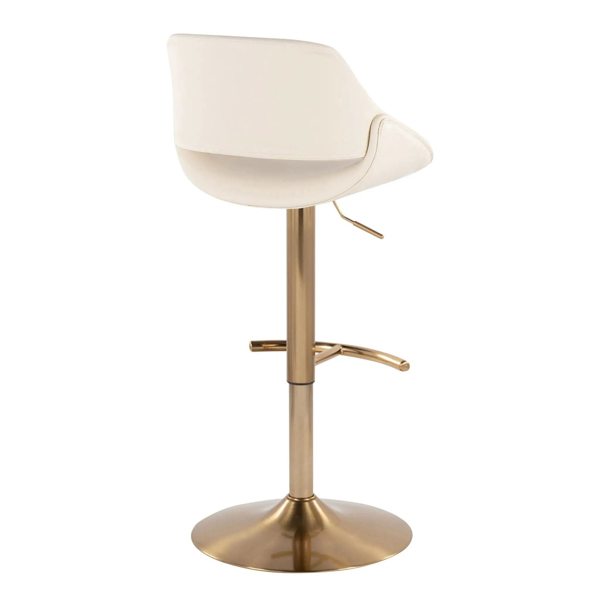Fabrico - Contemporary Adjustable Barstool With Swivel With Rounded T Footrest (Set of 2) - Gold / Cream by Unique Piece Furniture