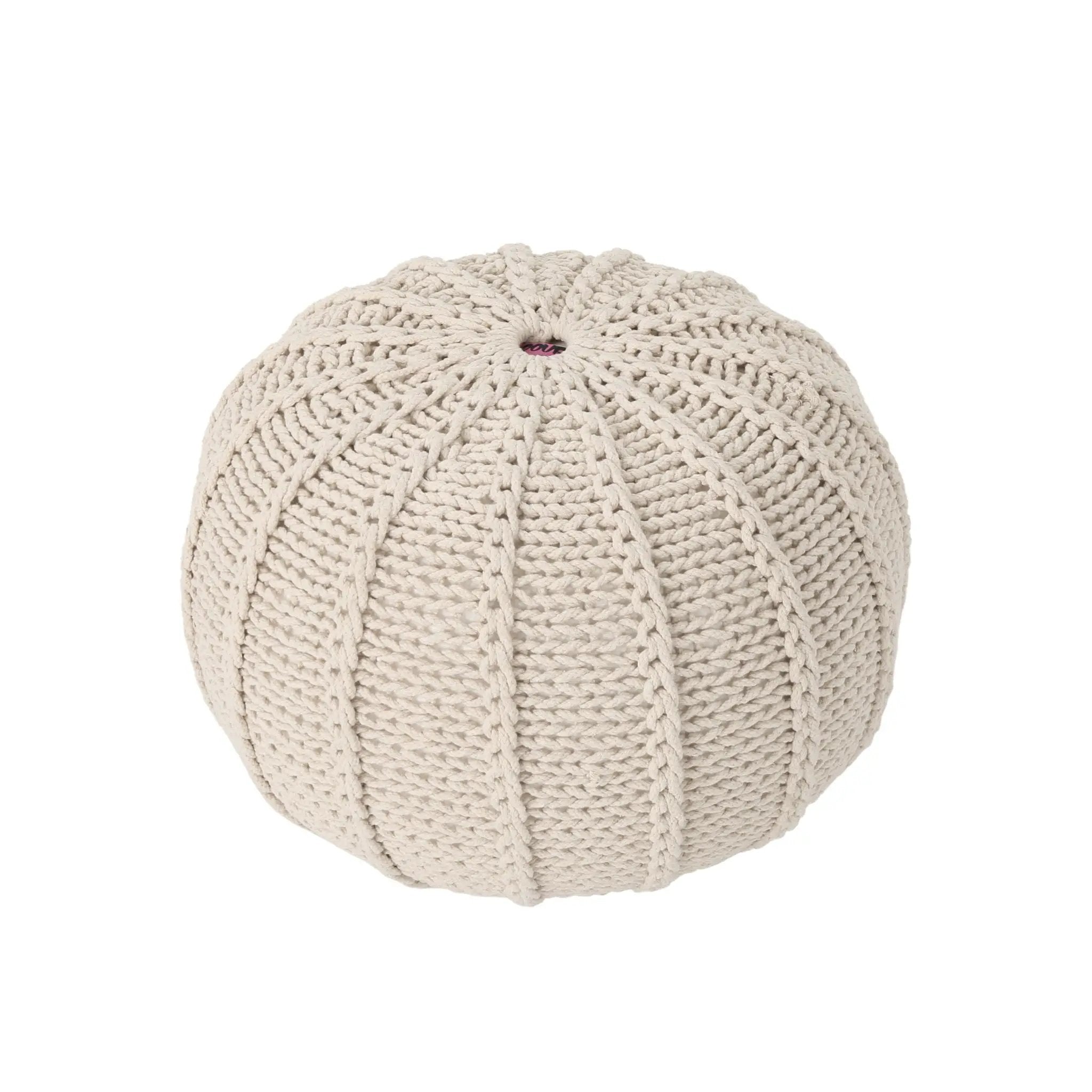Bordeaux - Knitted Round Pouf Ottoman And Floor Cushion by Unique Piece Furniture