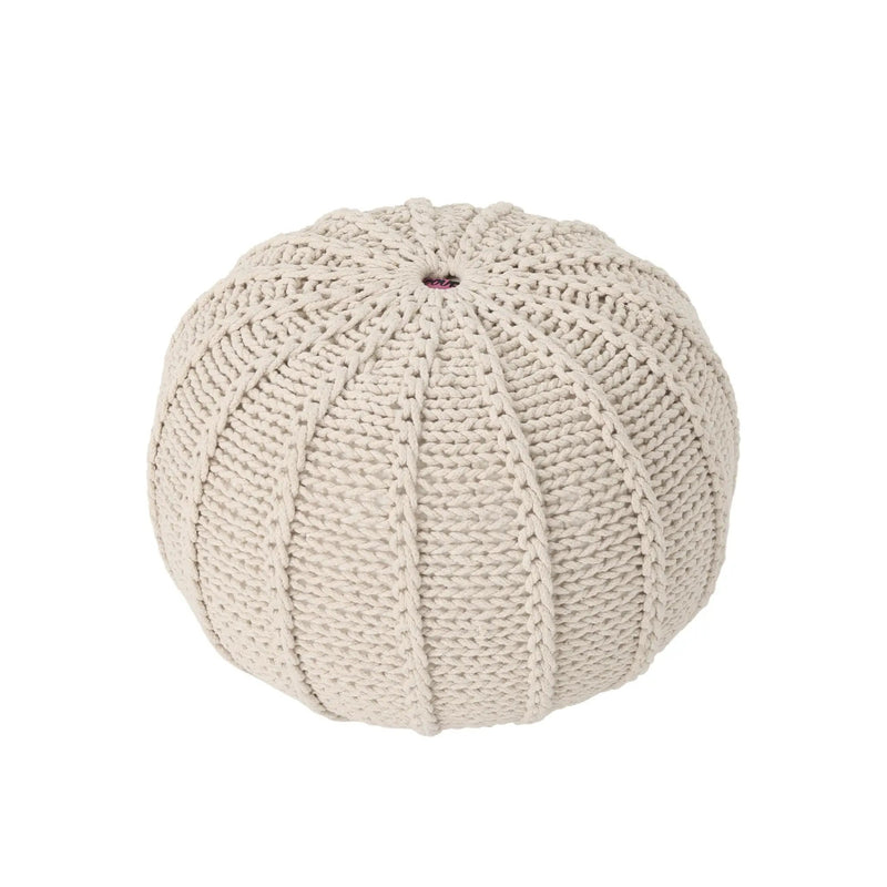 Bordeaux - Knitted Round Pouf Ottoman And Floor Cushion by Unique Piece Furniture