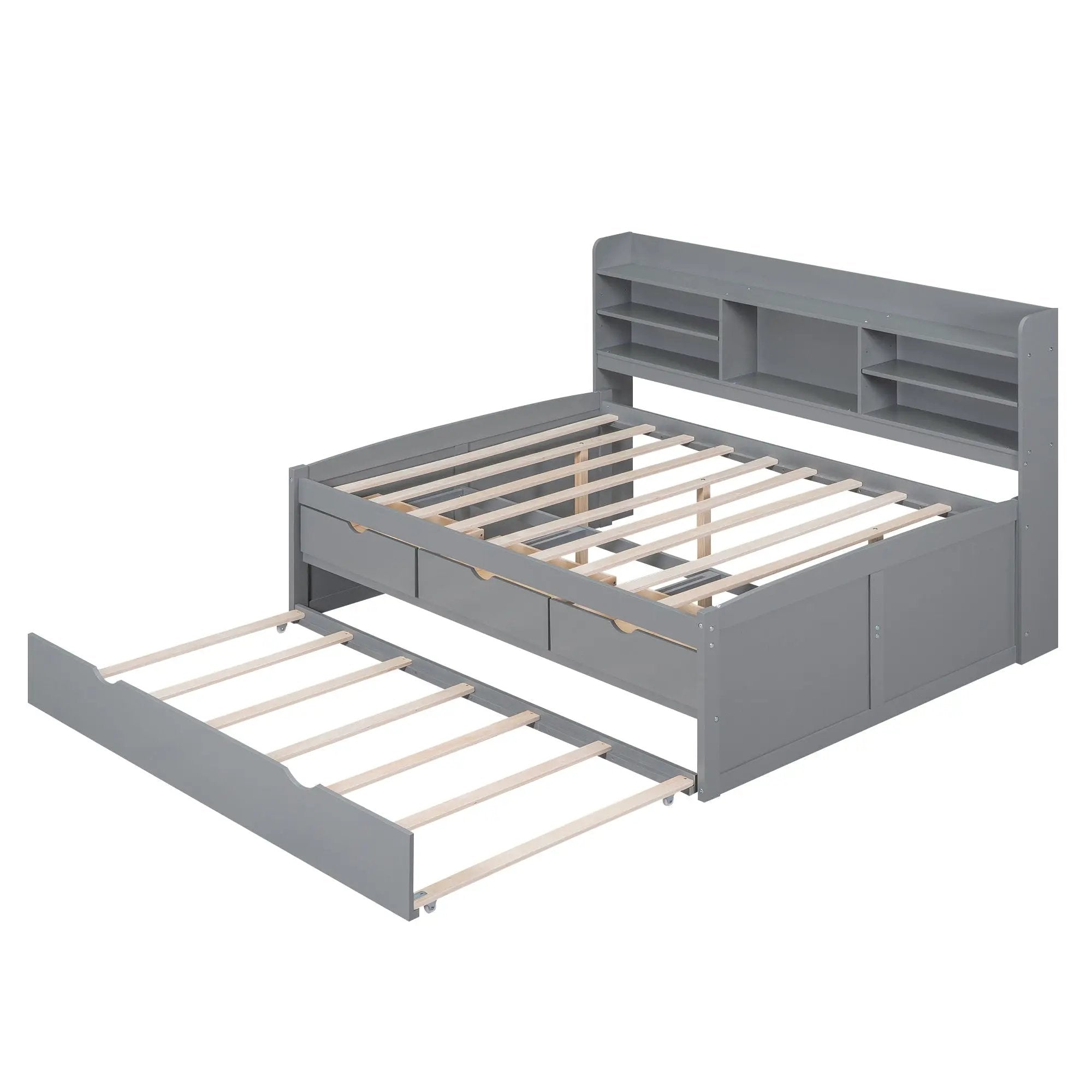 Captain Bed With Built In Bookshelves, 3 Storage Drawers, And Trundle by HouseOfZazla