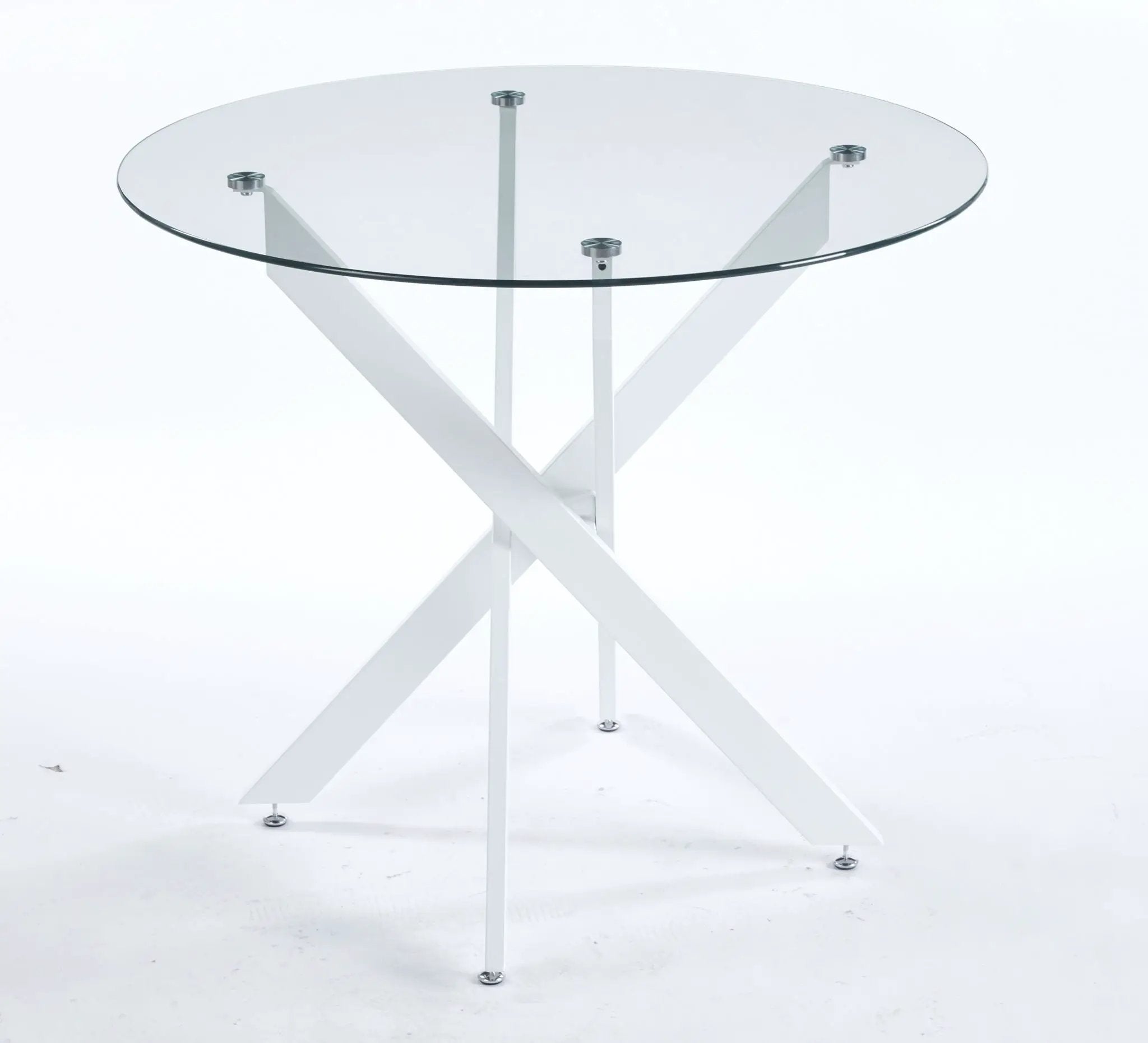 Dining Table With Cross Metal Leg And Tempered Glass, Modern Space Saving Kitchen Table For Living Room by Unique Piece Furniture