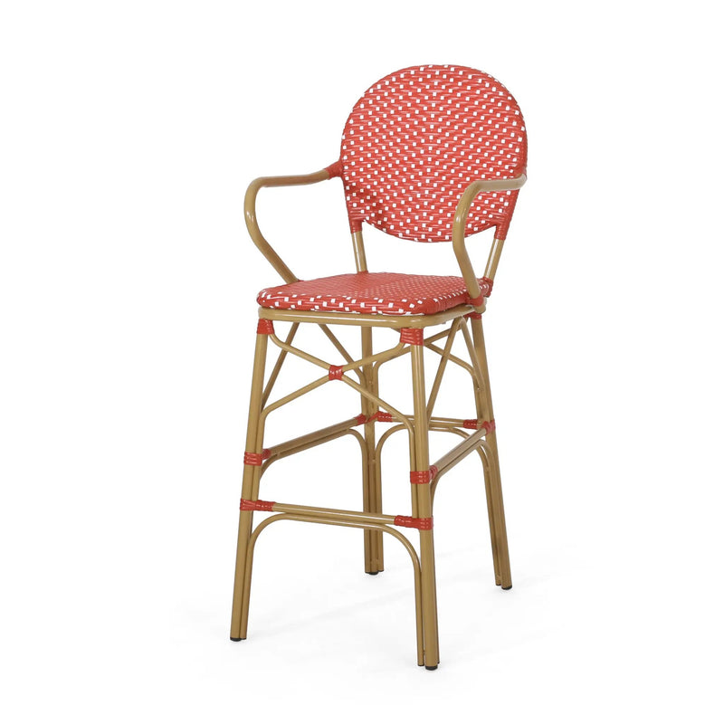 Outdoor Wicker and Aluminum French Barstools, Set of 2 by HouseOfZazla