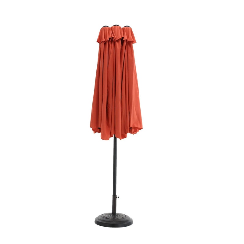 14.8 Ft Double Sided Outdoor Umbrella Rectangular Large with Crank (Orange) (No Base) by HouseOfZazla