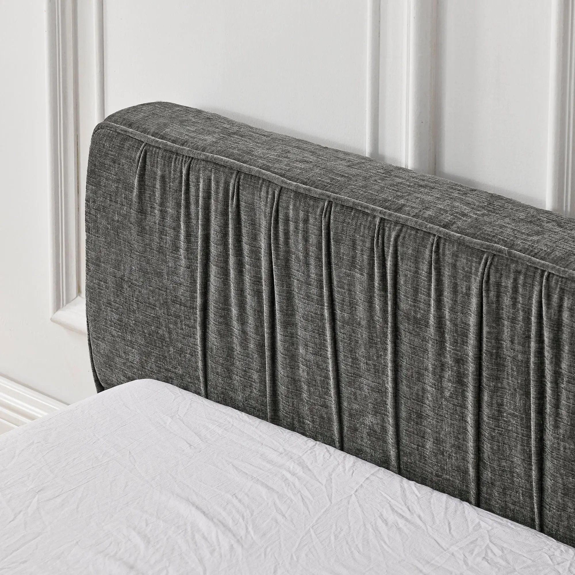 Modern Upholstered Platform Bed Frame With Pleated Design