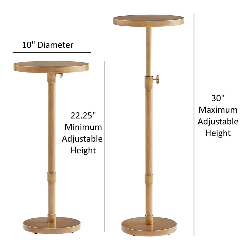 Morven - Adjustable Height Accent Table With Round Top - Antique Brass by HouseOfZazla