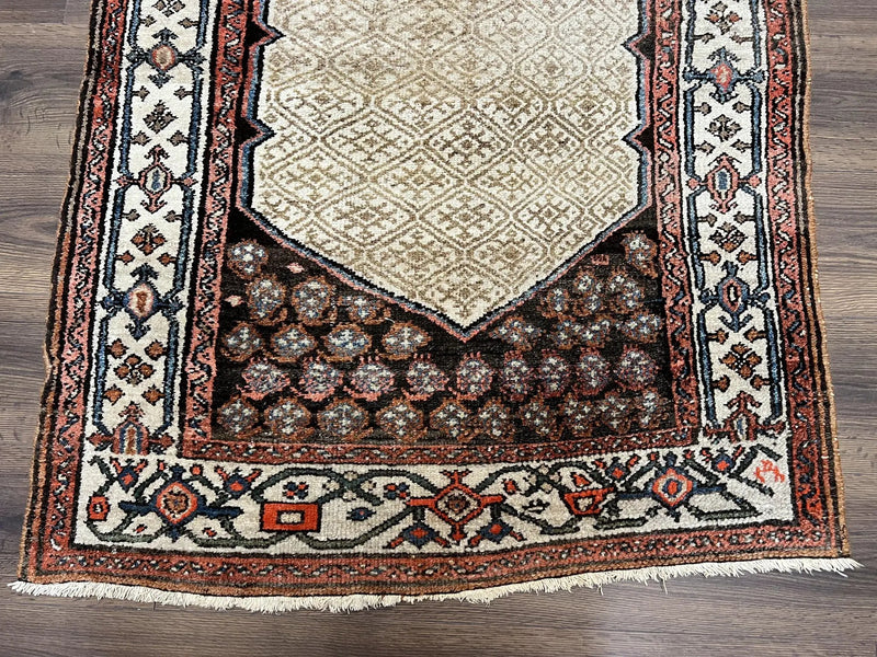 Rare Persian Tribal Runner Rug 3.5 x 10, Sarab Serab Kalegy Carpet, Antique 1920s Collectible Geometric Medallion Oriental Wool Runner, Hand Knotted, Camel Hair Color by Jewel Rugs