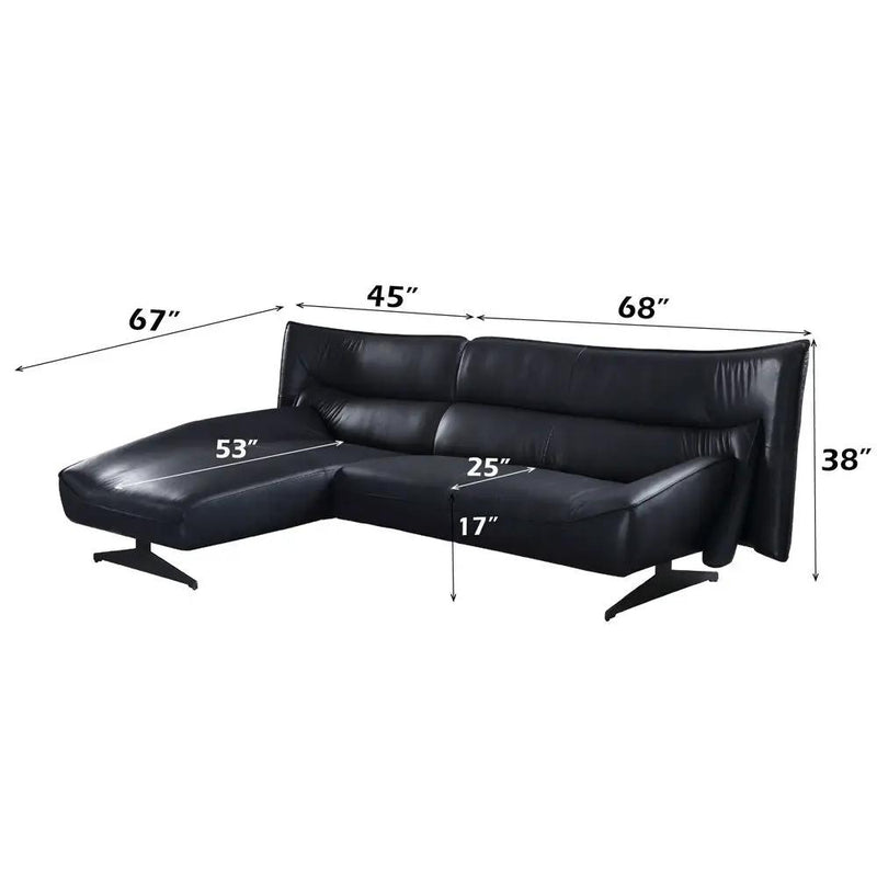 Maeko - Sectional Sofa - Dark Gray Top Grain Leather by Unique Piece Furniture