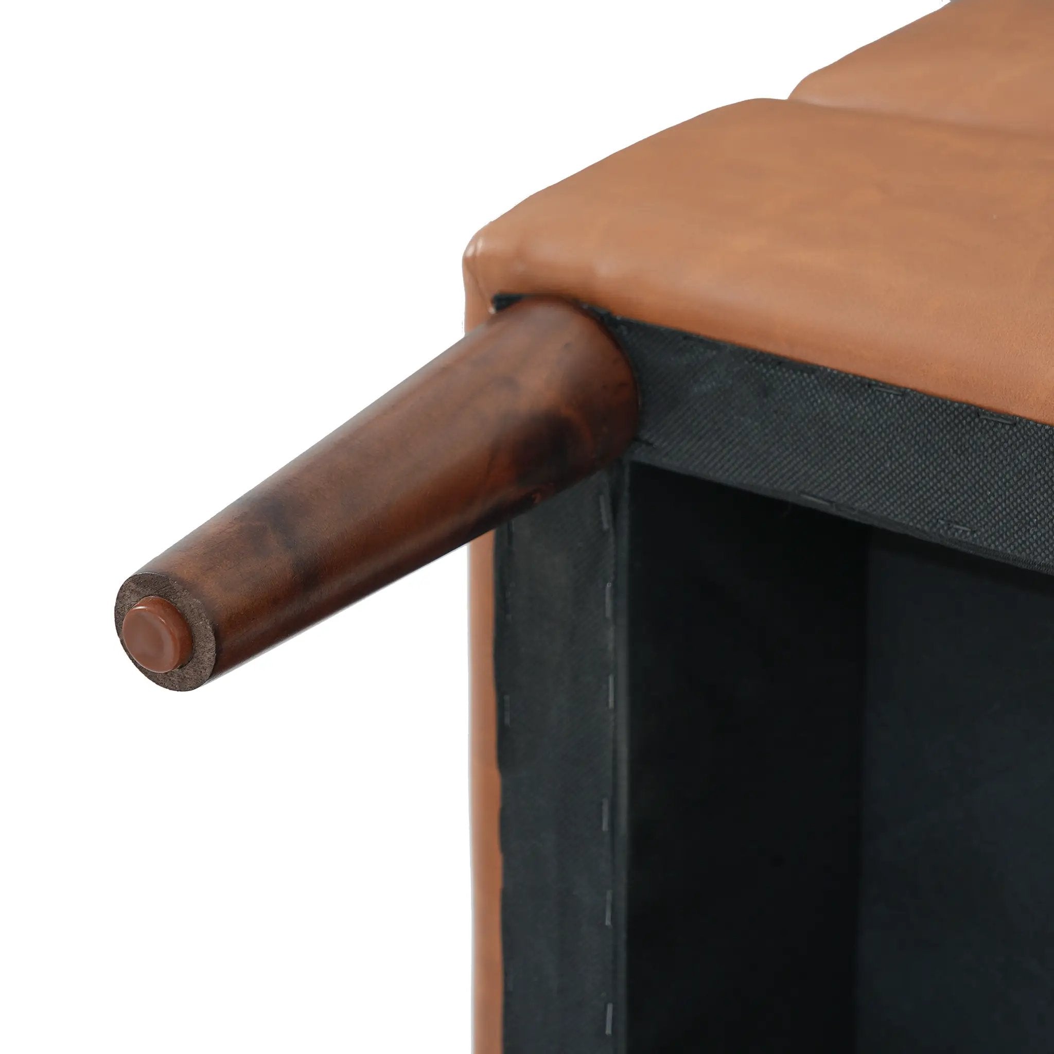 Upholstered PU Leather Ottoman, Solid Wooden Legs by HouseOfZazla