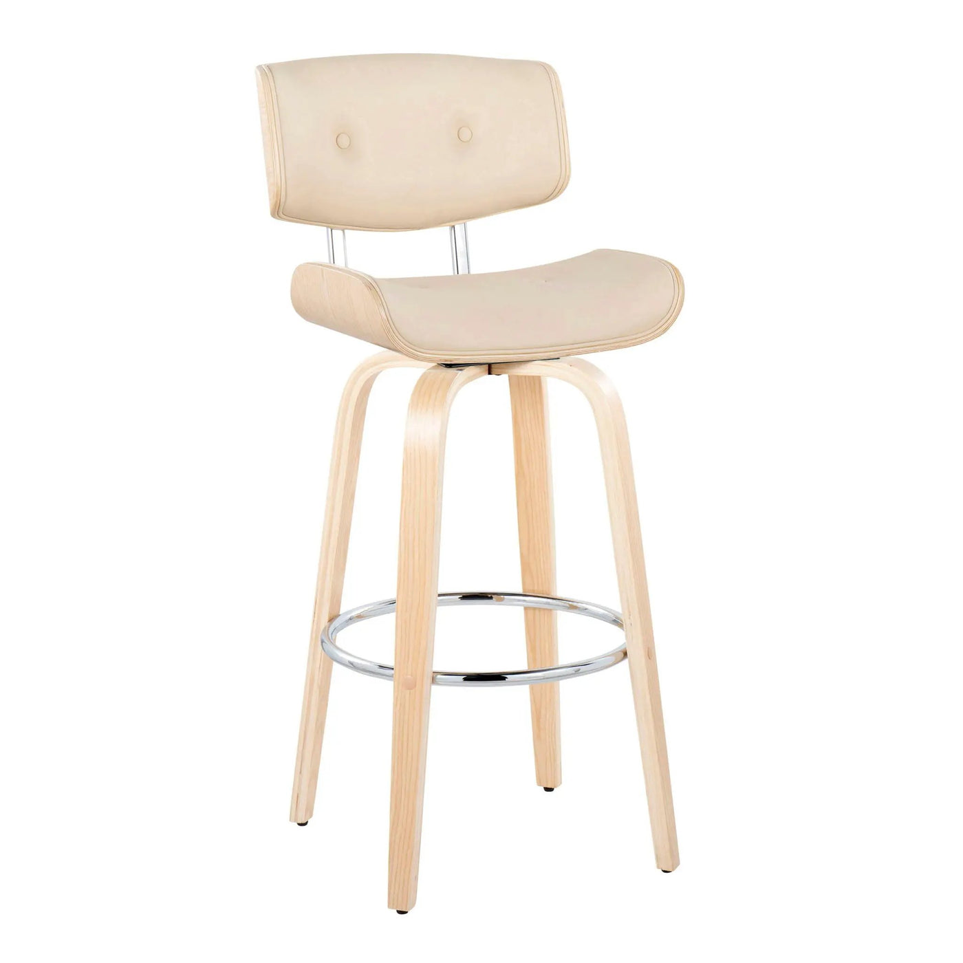 Lombardi - Mid Century Modern Fixed Height Barstool With Swivel With Round Footrest (Set of 2) by HouseOfZazla