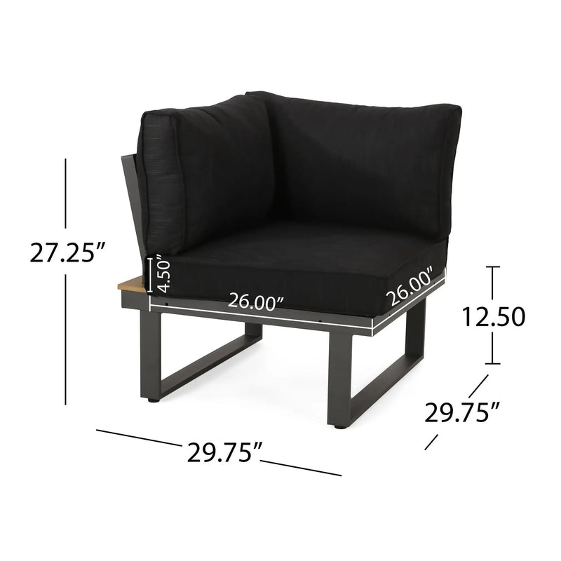 Sterling V-Shaped Outdoor Aluminum 5 Seater Sofa Set with Cushions by HouseOfZazla