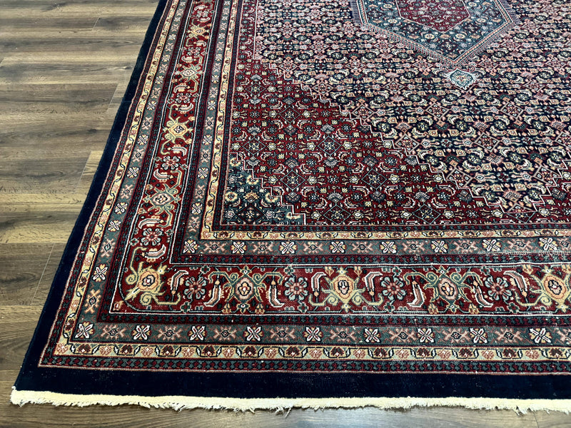 Indo Persian Bidjar Rug 9x12 Wool Handmade Carpet Dark Blue by Jewel Rugs