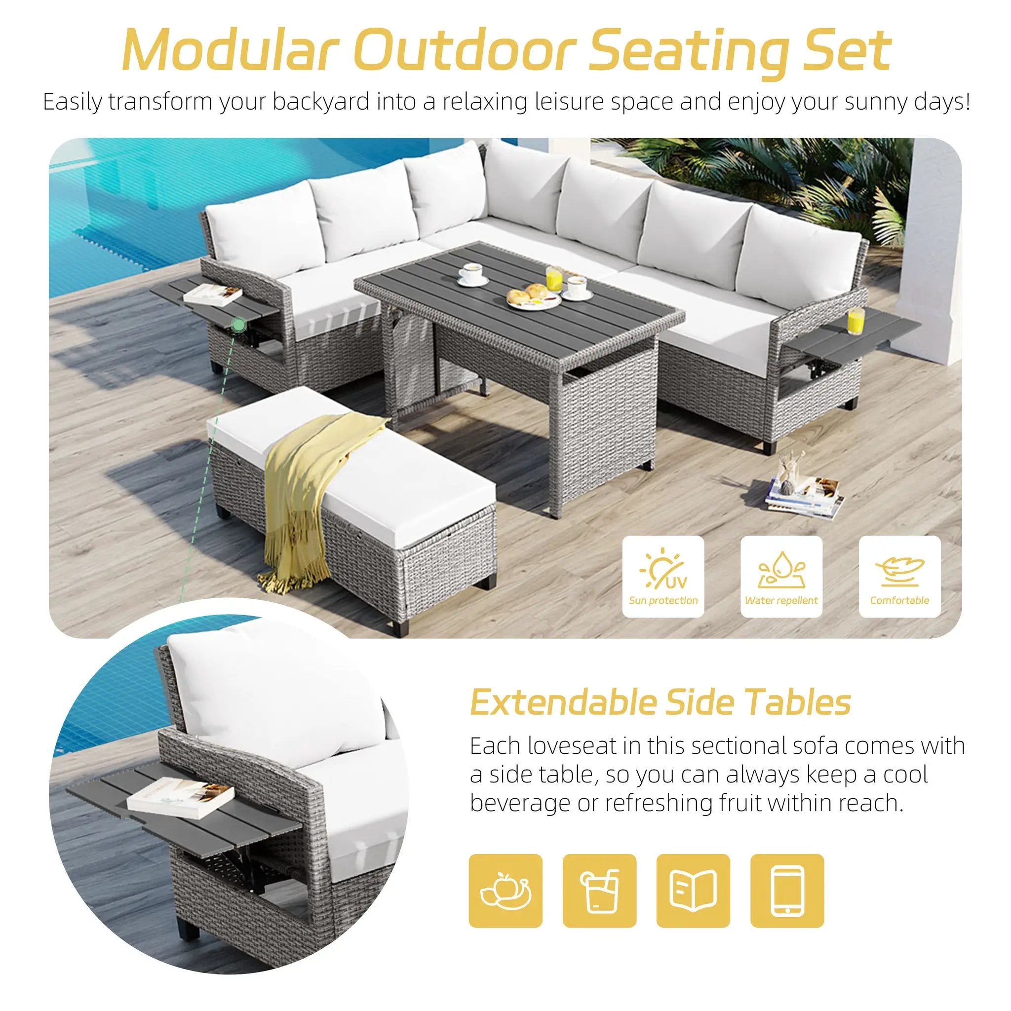 Tomax 5-Piece Outdoor Patio Rattan Sofa Set by HouseOfZazla
