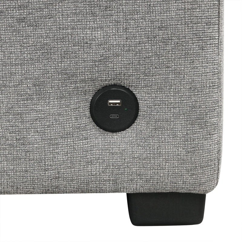Modern 2 Seater Loveseat Sofa With Pull-Out Bed, Fabric, Built-In USB Ports & Cup Holders