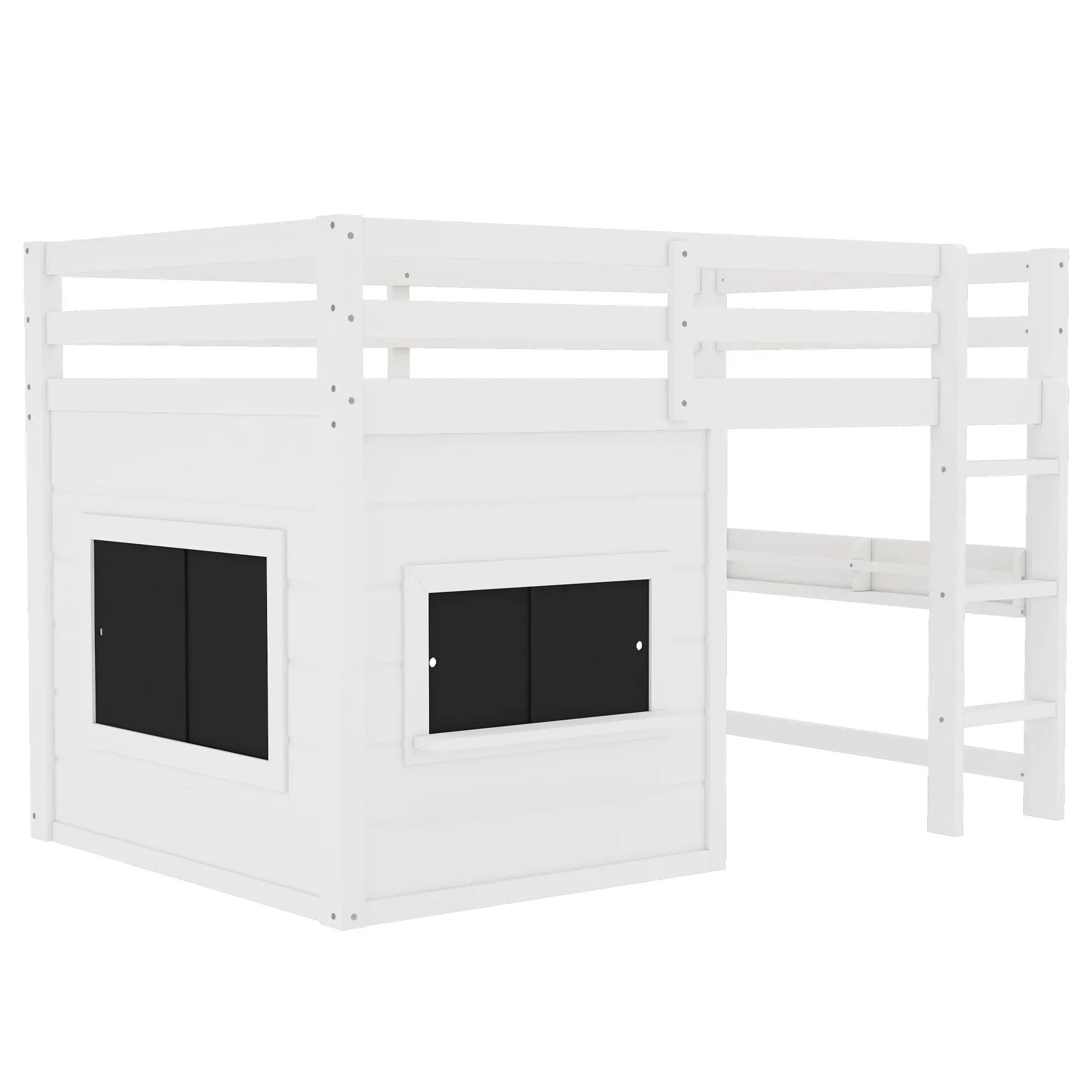 Twin Size Loft Bed With Sliding Chalkboard & Bookshelf by HouseOfZazla