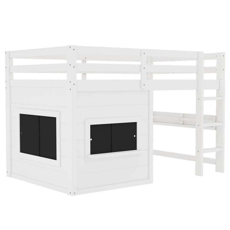 Twin Size Loft Bed With Sliding Chalkboard & Bookshelf by HouseOfZazla