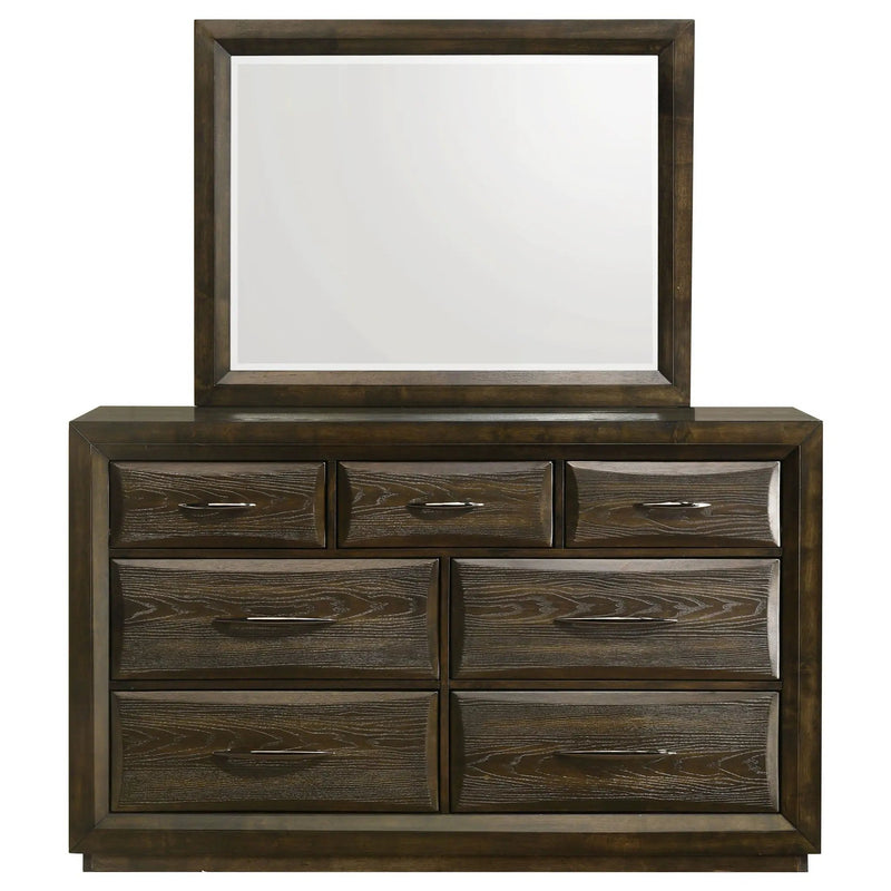 Atlas 7-drawer Bedroom Dresser and Mirror Set Dark Oak by Unique Piece Furniture