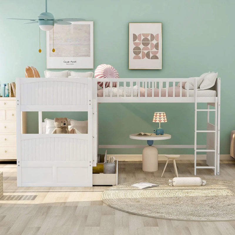 Bunk Bed With Loft And 2 Drawers