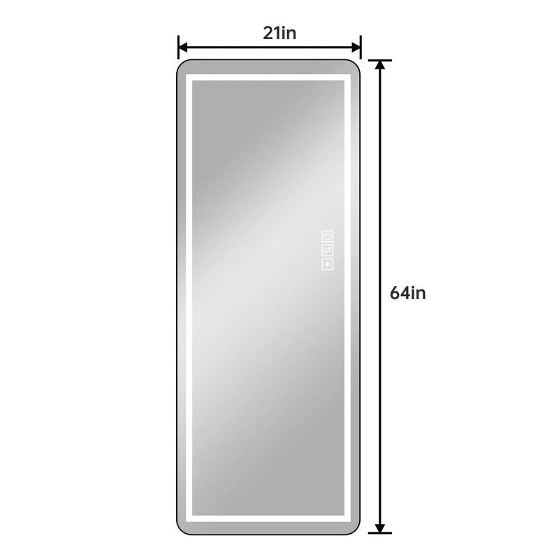 Full-Length Vertical Mirror With LED Light, Dimming Wall Mirror With Frame by HouseOfZazla