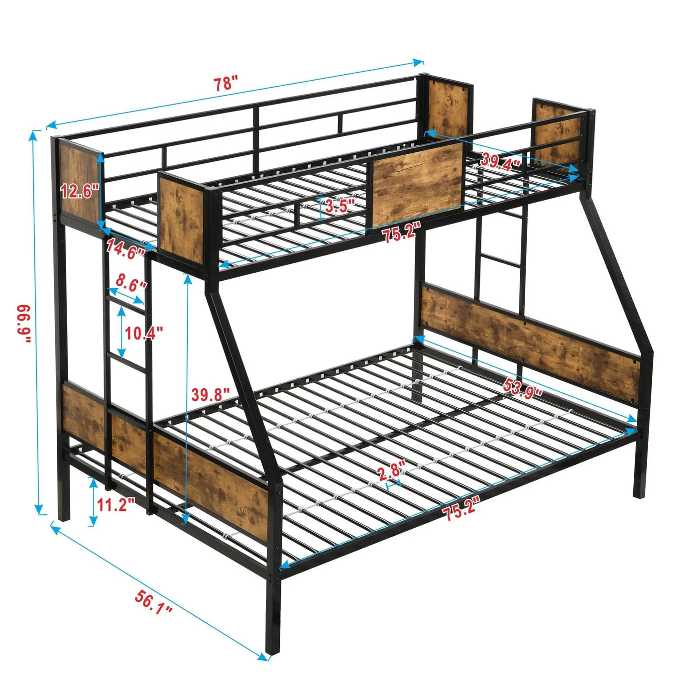 Modern Metal Bunk Bed With Dual Side Ladder And Metal Desig by HouseOfZazla