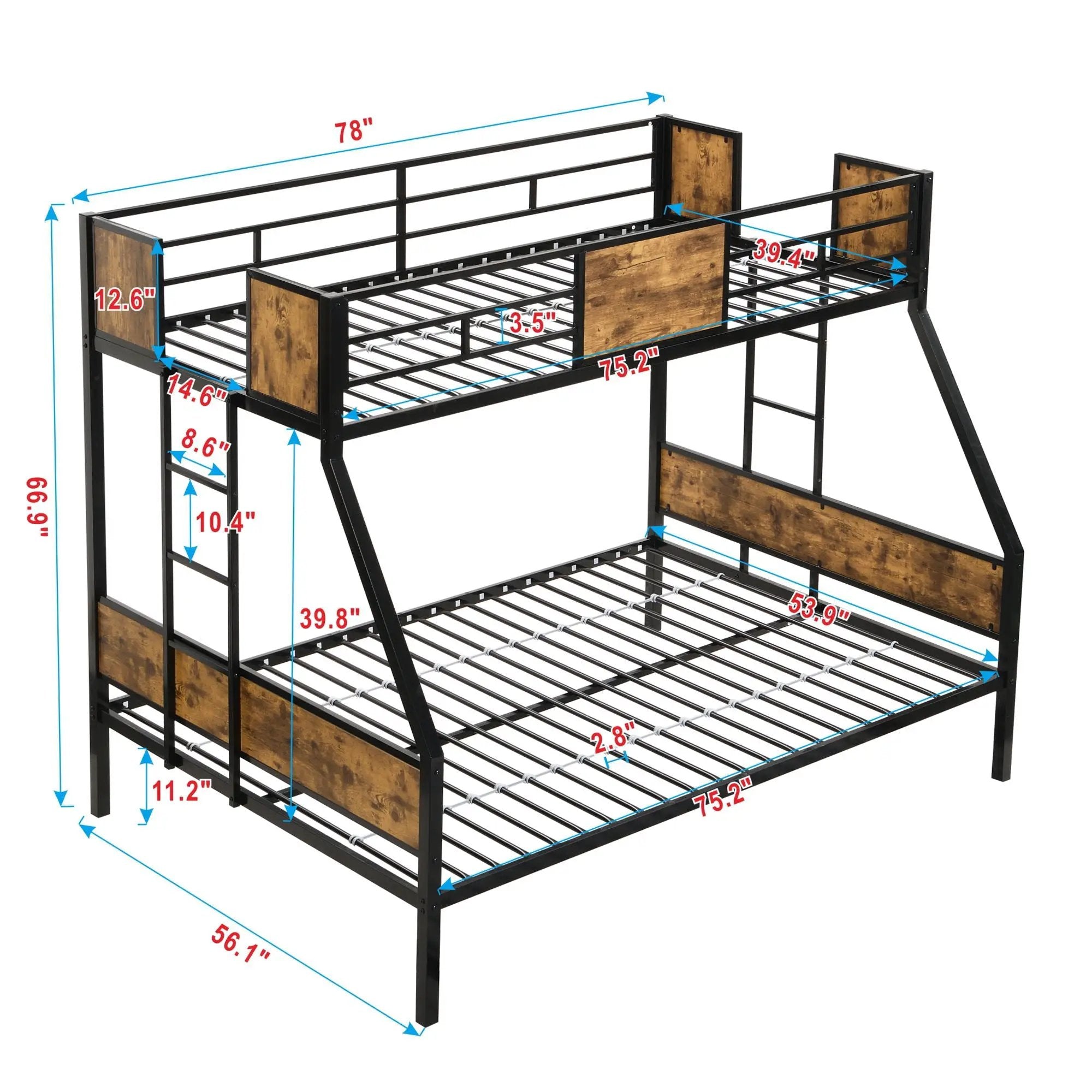 Modern Metal Bunk Bed With Dual Side Ladder And Metal Desig by Unique Piece Furniture