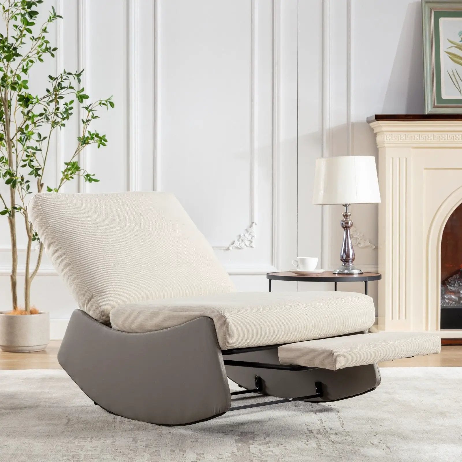 Modern Rocking Chair Recliner, Comfy Rocker Nursery Chair With Footrest, Accent Reading Chair, Upholstered Lounge Chair For Relaxing, Resting, Soft Padded Rocker For Indoor Living Room Bedroom by HouseOfZazla