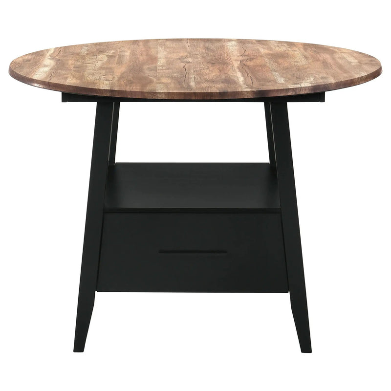 Arunda Yukon - Round Counter Height Dining Table With Pedestal Base And Built In Drawer - Oak by HouseOfZazla