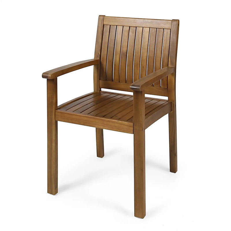 Amethyst Outdoor Dining Chair With Slat Design (Set of 2) - Natural by HouseOfZazla