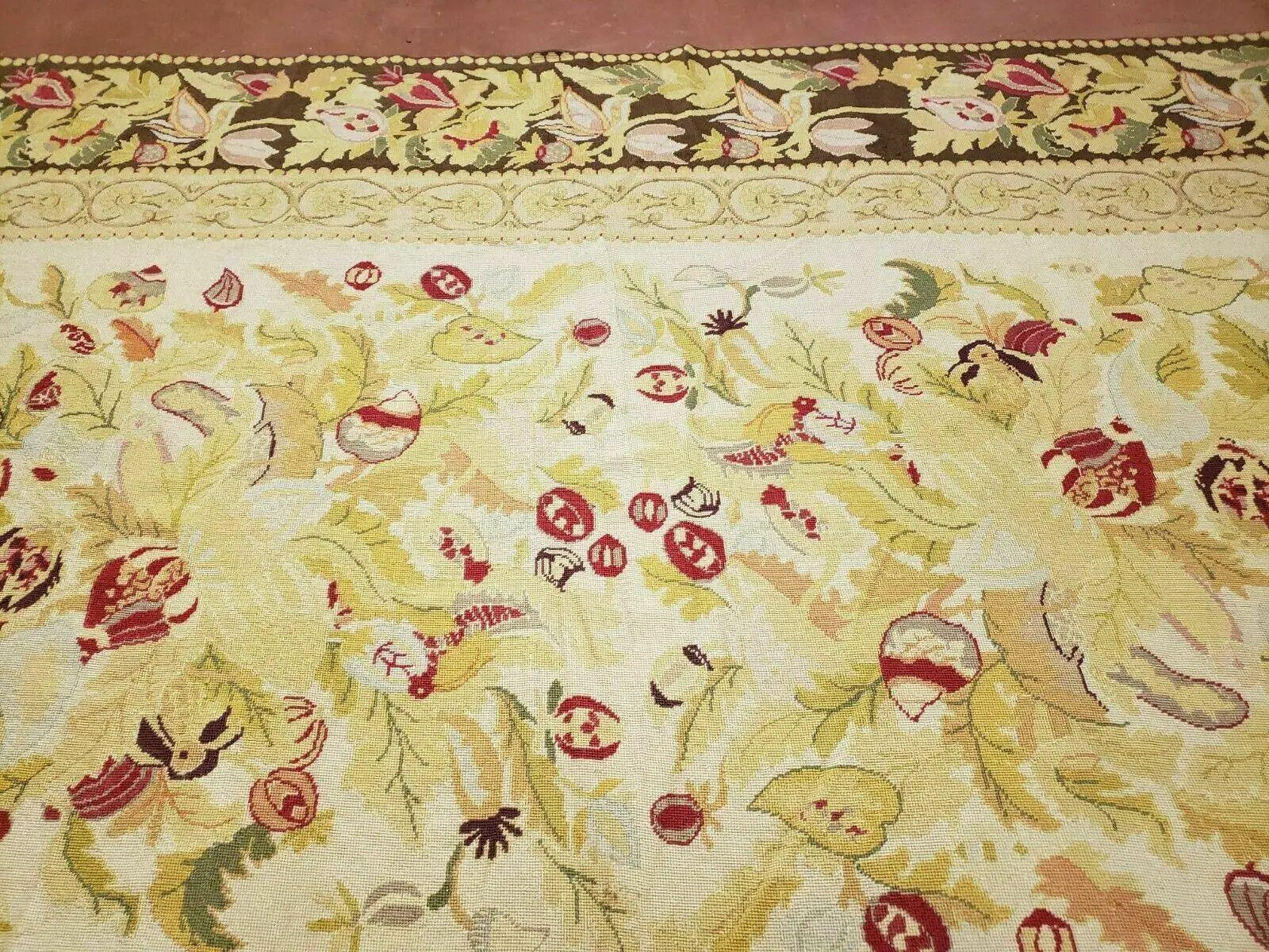 9' X 11' Handmade Chinese Needlepoint Wool Floral Rug Carpet Rose Garden Chic by Jewel Rugs