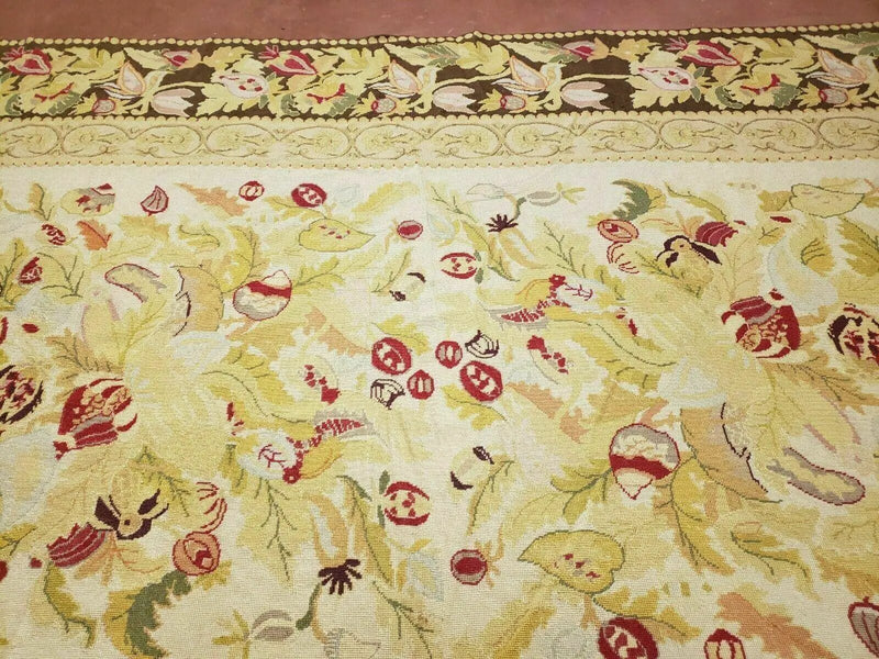 9' X 11' Handmade Chinese Needlepoint Wool Floral Rug Carpet Rose Garden Chic by Jewel Rugs