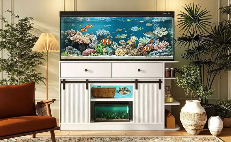 75 Gallon Fish Tank Stand with LED Light & Power Outlets by HouseOfZazla