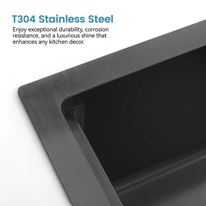 Stainless Steel Kitchen Sink, 33″x22″ Single Bowl, Overmount Handmade Sink by HouseOfZazla