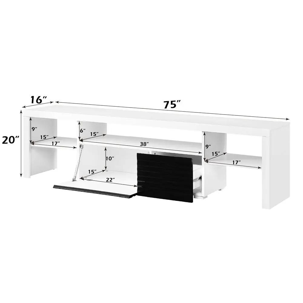 Buck II - TV Stand - White & Black High Gloss by Unique Piece Furniture
