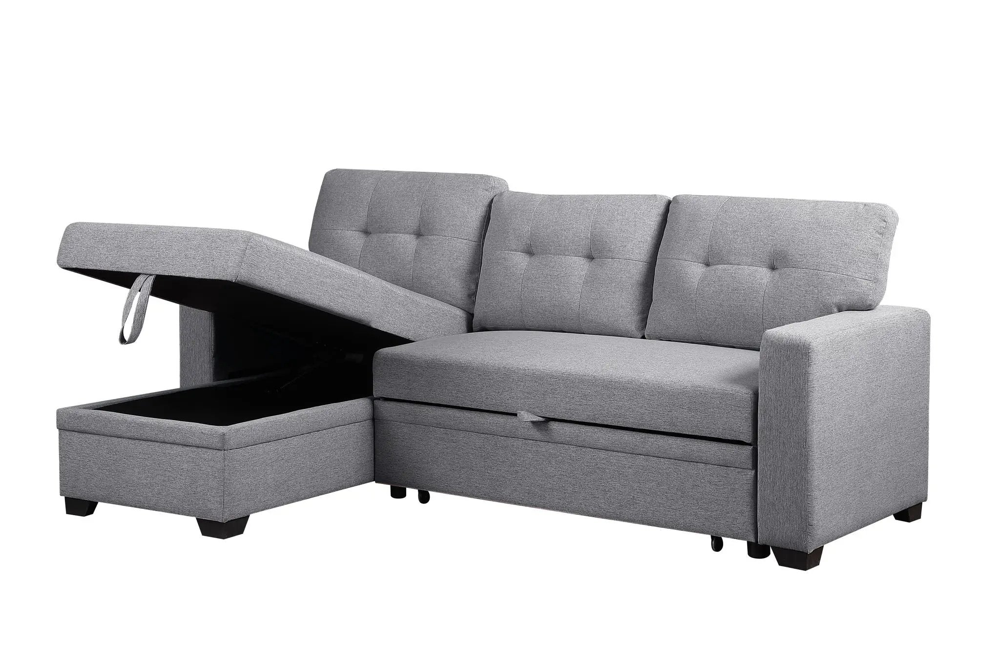Upholstered Pull Out Sectional Sofa With Chaise by HouseOfZazla