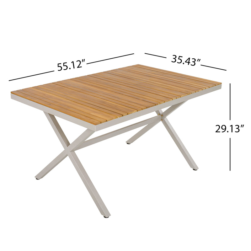 Teak Wood Top Outdoor Table with Steel Frame by HouseOfZazla
