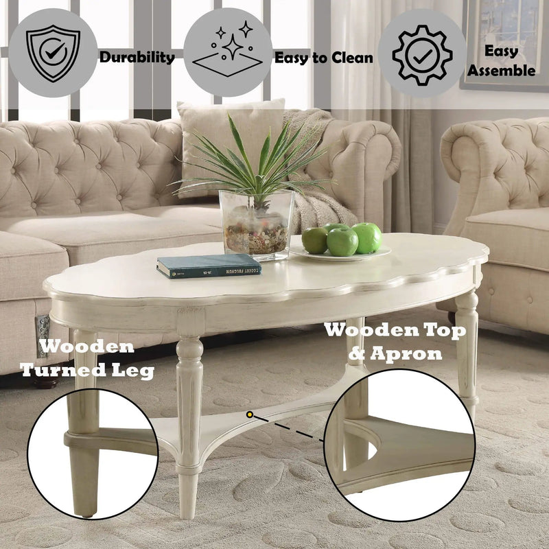Fordon - French Antique Coffee Table - Ivory by Unique Piece Furniture